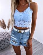 Punane Venivast Pitsist Crop Top