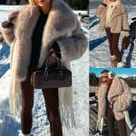 Brūns Luxurious Short Fur Coat