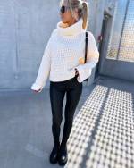 Light Beige High Neck Soft Sweater