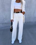 Straight-cut pants with belt