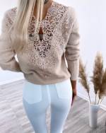 Soft sweater with lace at the back