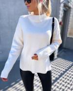 Taupe Soft Sweater With Slit