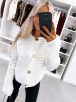 Valge Kuldsete Nööpidega Kampsun