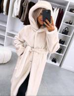 Серо-коричневый Роскошное зимнее пальто с капюшоном