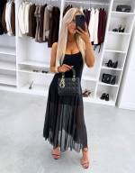 Ruda Tamprus Midi Ilgio Suknelė Su Pamušalu