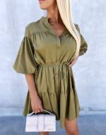 Camel Adjustable Waist Dress