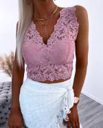 Light Pink Stretch Lace Top