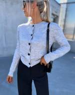 Grey Buttoned Soft Sweater