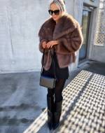 Taupe Luxurious Short Fur Coat