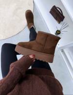 Коричневый Ботинки на массивной подошве в стиле UGG