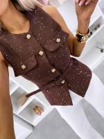 Heleroosa Kuldsete Nööpidega Vest