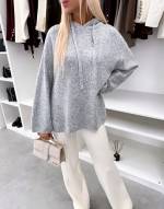 Pilka Minkštas Džemperis Su Gobtuvu