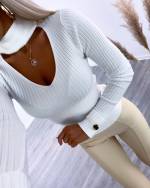 White Sweater With Gold Buttons