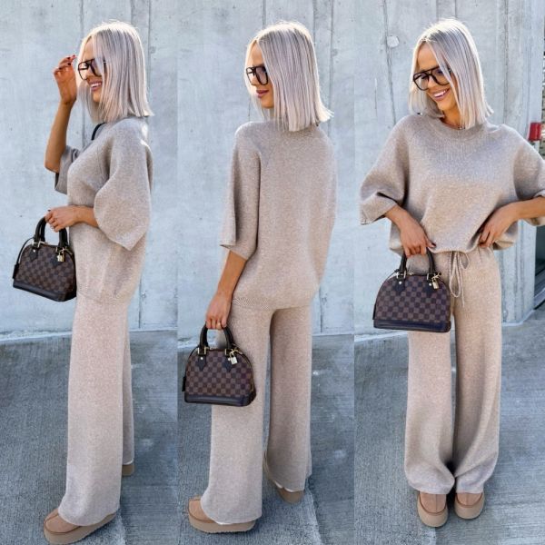 Taupe Soft And Comfortable Two-piece Set