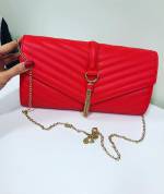 Black Clutch Bag With Golden Chain