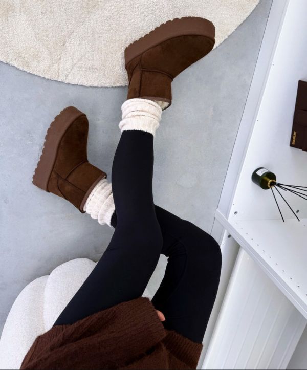 Коричневый Ботинки на массивной подошве в стиле UGG
