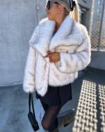 Light Beige Luxurious Short Fur Coat