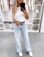 Helesinine Sirgelõikelised Stretch Teksad