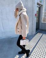 Beež Lühema Lõikega Soe Teddy Jakk