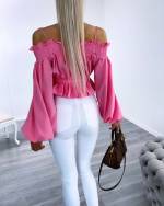 Valge Õlapaeltega Mugav Crop-top