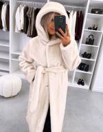 Серо-коричневый Роскошное зимнее пальто с капюшоном