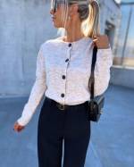 Beige Buttoned Soft Sweater