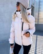 Beige Fitted Winter Jacket With Hood