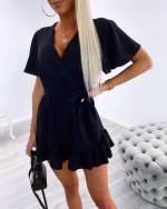 Белое Короткий комбинезон с лентой посередине