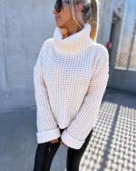 Light Beige High Neck Soft Sweater