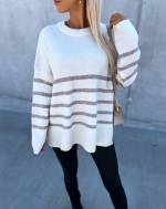 Khaki Triibuline Oversized Pehme Kampsun