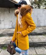 Жёлтый Водонепроницаемая зимняя куртка с натуральным мехом