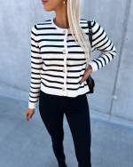 Black Striped Buttoned Sweater