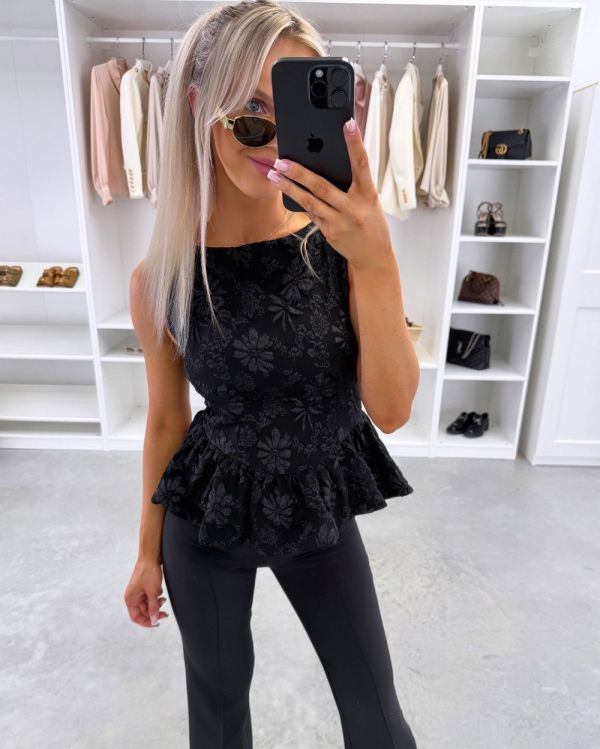 Black Peplum Style Blouse