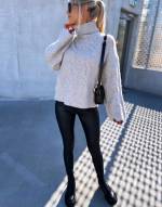 Taupe High Neck Warm Knit