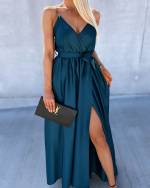Light Blue Silky Maxi Dress
