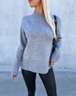 Grey Soft Sweater With Slit