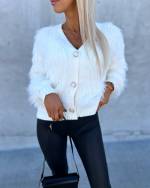 Black Soft Buttoned Sweater With Subtle Shine