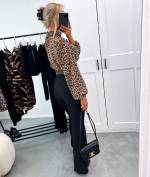 Leopard Leopard Print Crop Blouse With Rhinestones