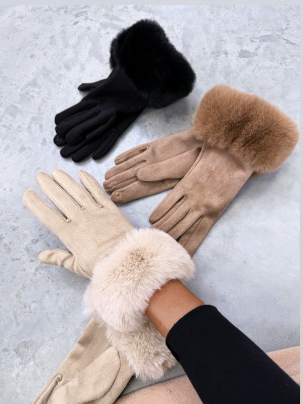 Smėlio Spalvos Šiltos Pirštinės Liečiamiesiems Ekranams