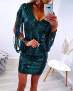 Pelēks Fliteru Kleita Ar Pušķiem