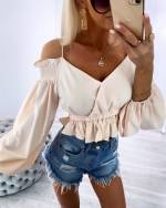 Valge Õlapaeltega Mugav Crop-top