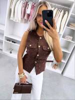 Heleroosa Kuldsete Nööpidega Vest