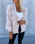 White Soft Buttoned Sweater With Subtle Shine