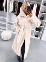 Серо-коричневый Роскошное зимнее пальто с капюшоном