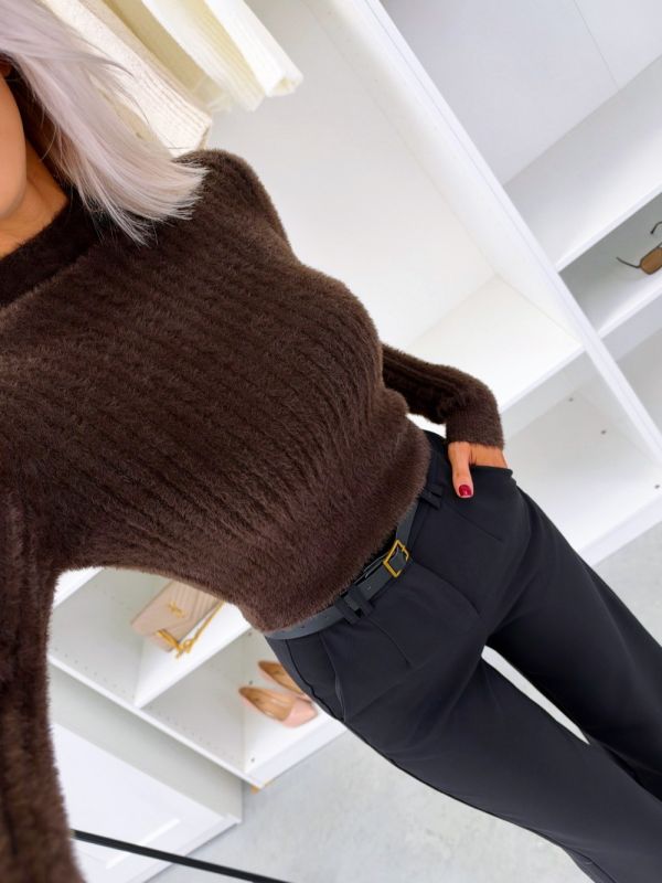Ruda Minkštas Tamprus Megztinis