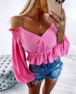 Valge Õlapaeltega Mugav Crop-top