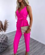 Светло-розовый Длинный комбинезон с карманами 