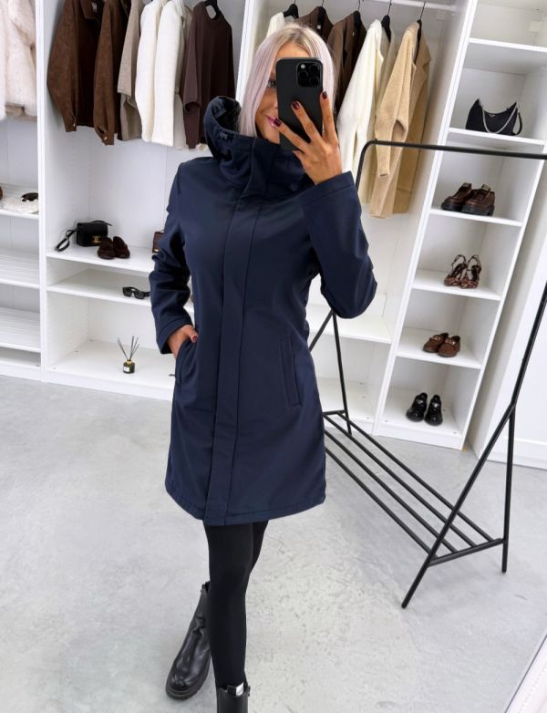 Navy Blue Longer Softshell Spring/autumn Waterproof Parka