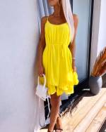 Жёлтый Шифоновое платье на бретелях