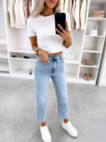 Sinine Pehmed Mom Fit Teksad